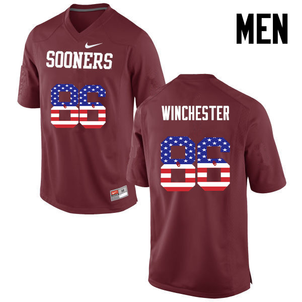 Men Oklahoma Sooners #86 James Winchester College Football USA Flag Fashion Jerseys-Crimson - Click Image to Close
